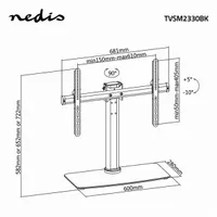 Nedis TVSM2330BK asztali tv-állvány 32"-65" VESA 200x100-600x400 forgatható dönthető -10-+5 fok edzett üveglap 8 mm #5