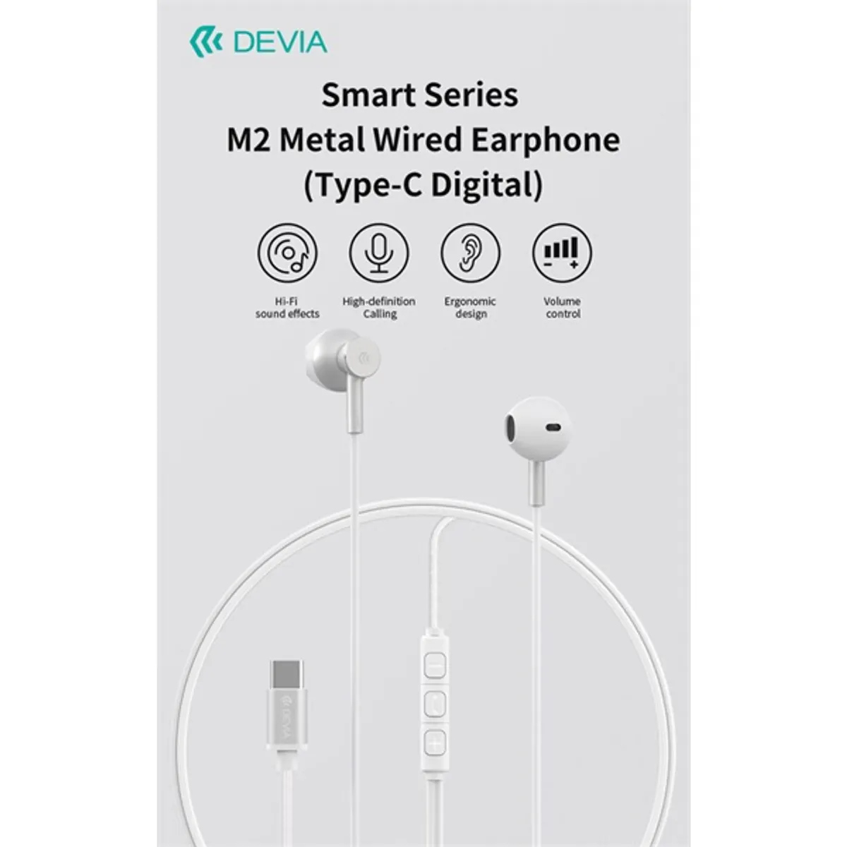 Devia ST108790 Smart Series M2 Metal In-Ear Type-C fekete sztereó fülhallgató #2