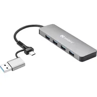 Sandberg 136-63 USB-C USB-A 4-portos USB 3.0 hub alumínium ház