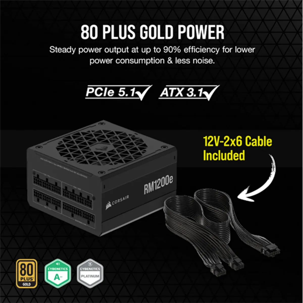 Corsair CP-9020258-EU RM1200e 1200W 80-Gold Teljesen moduláris Zéró RPM üzemmód #3