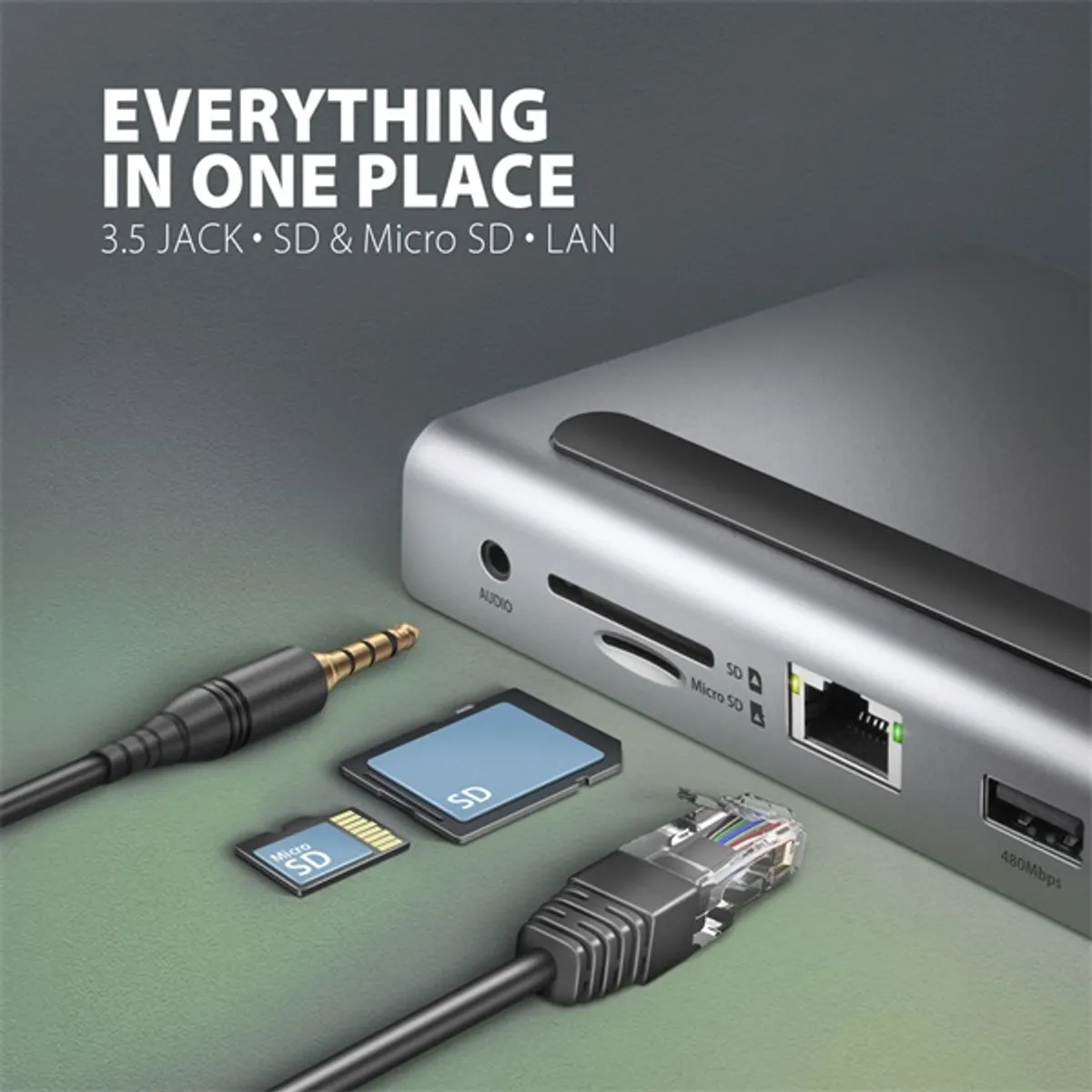 AXAGON HMC-4KX3 USB-C hub 11in1 3x HDMI 4K DisplayPort 100W PD RJ-45 SD microSD #10