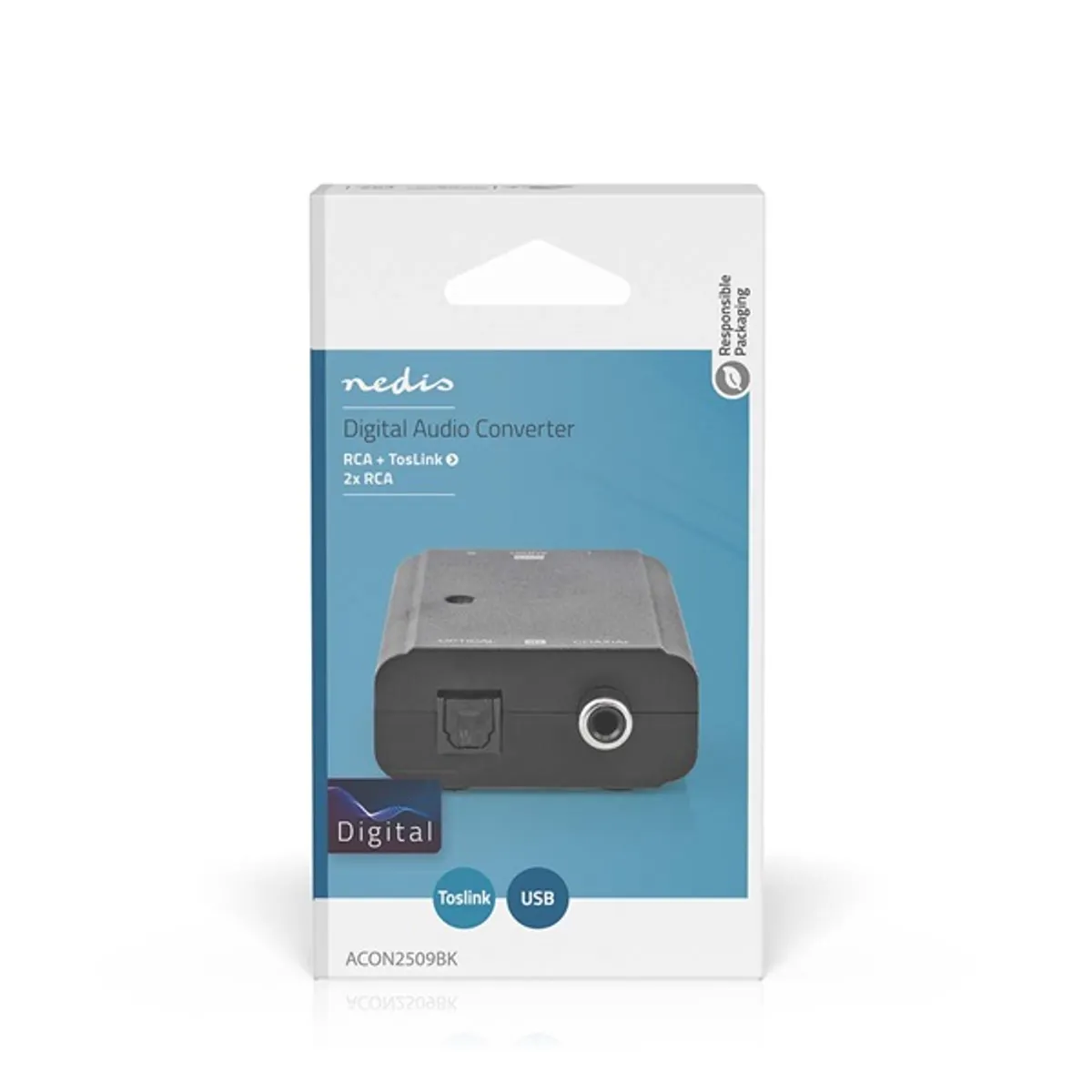 Nedis ACON2509BK digitális-analóg audió konverter koaxiális és Toslink bemenet, analóg RCA kimenet #1