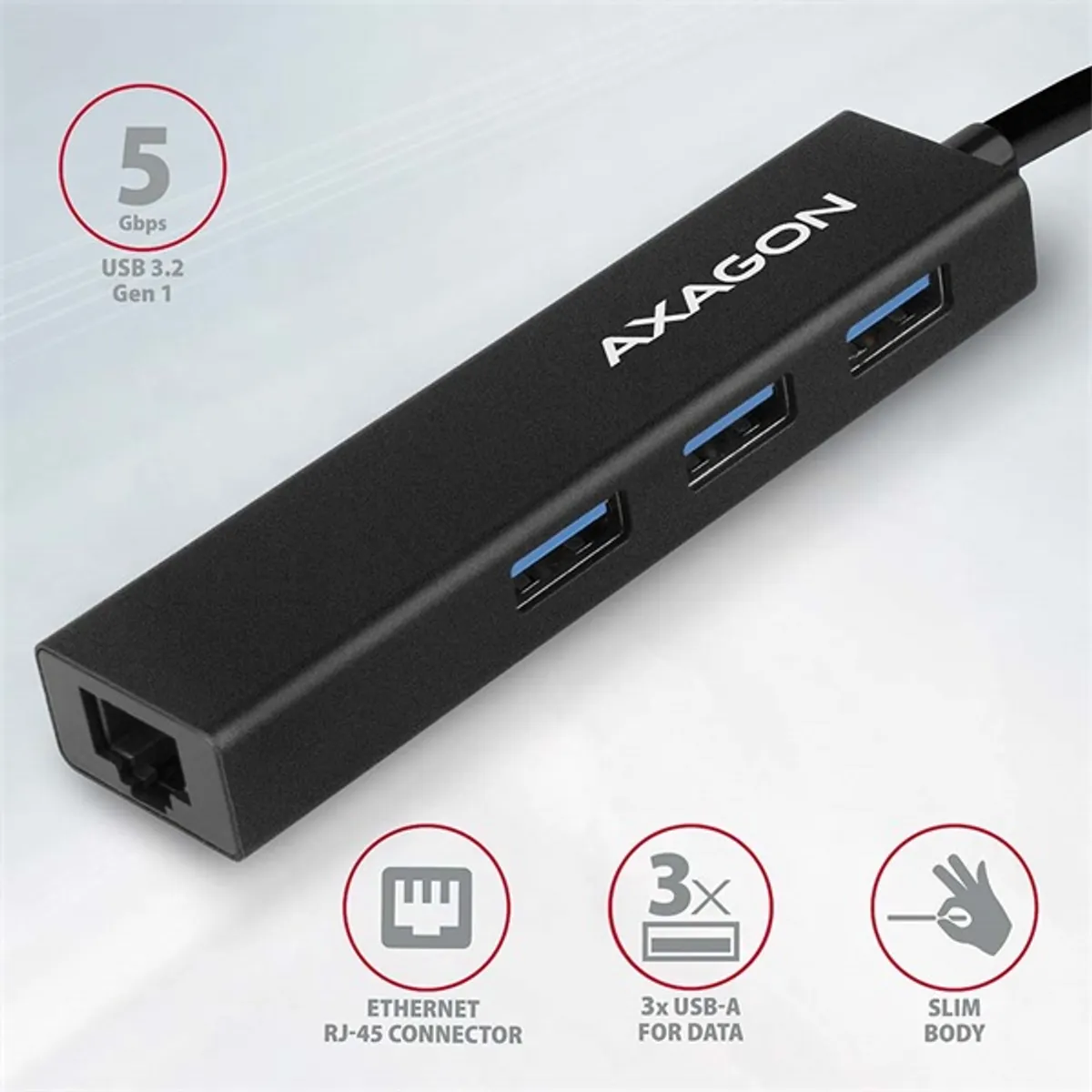 AXAGON HMA-GL3A 3-portos usb hub és gigabit lan usb 3.2 gen 1 #2