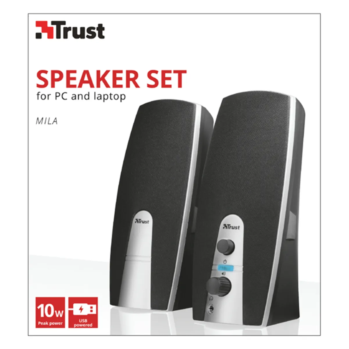 Trust 16697 MiLa 2.0 Speaker Set 5W RMS USB táplálású előlapi fejhallgató-csatlakozó 3,5 mm jack fekete-ezüst #2