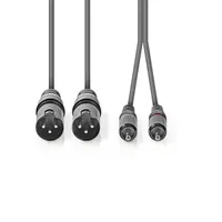 Nedis COTH15210GY15 XLR-RCA szimmetrikus audió kábel 1,5 m 2x XLR 3tűs férfi, 2x RCA férfi, PVC burkolat, sötétszürke #2