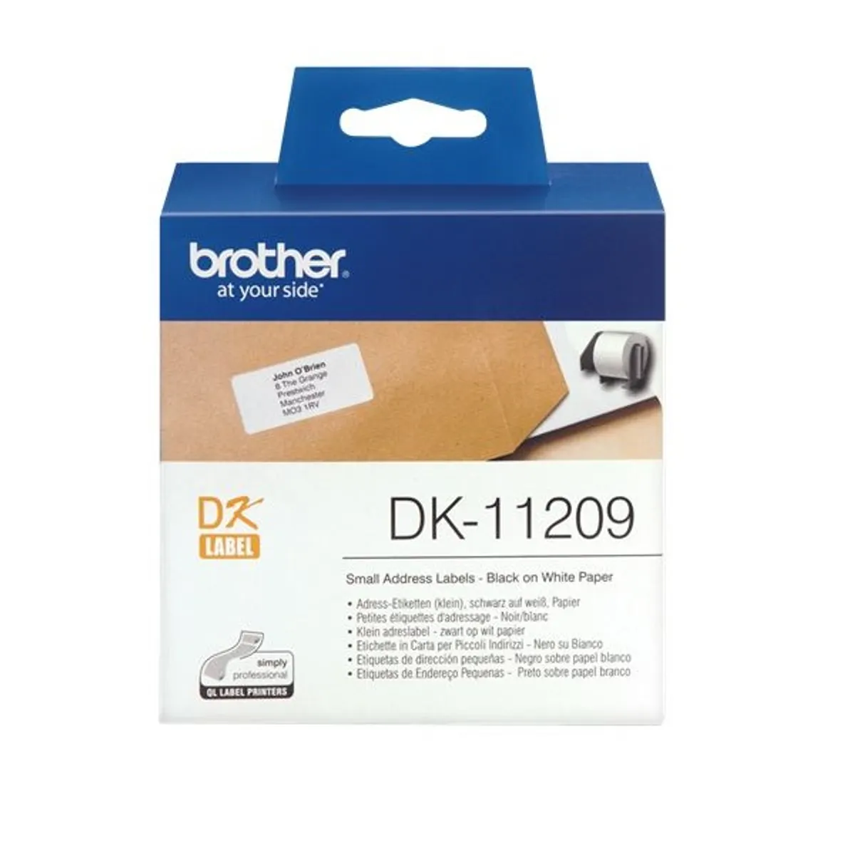 BROTHER DK11209 címke tekercs 29x62mm elővágott 800db fehér alapon fekete #3