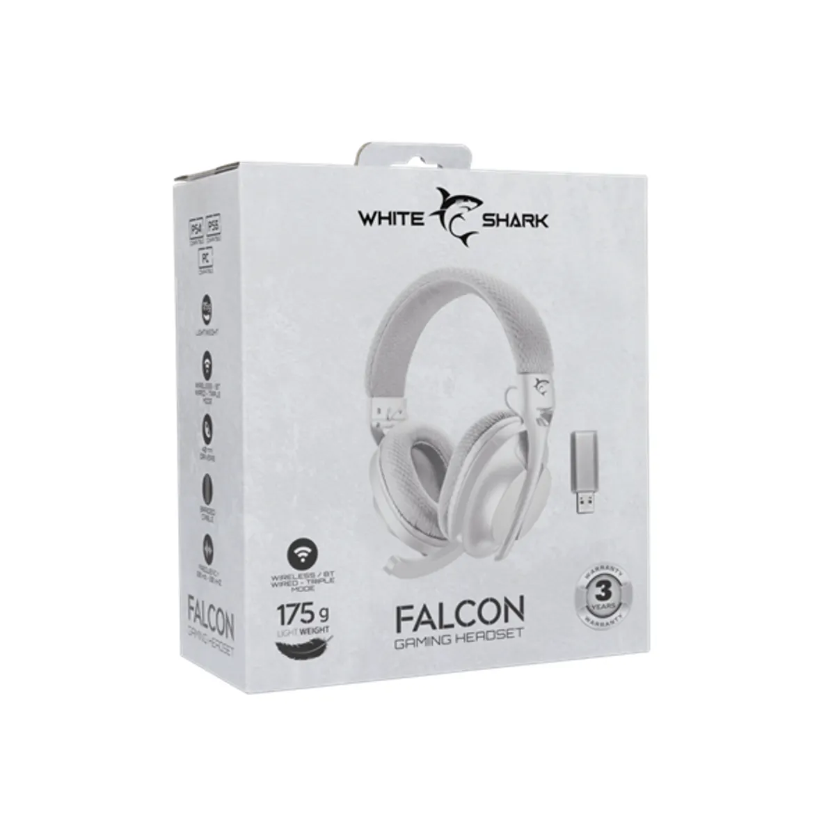 WHITESHARK WS WGH-2441W fejhallgató 1x3,5mm Jack USB-C mikrofon igen stereo fehér vezeték nélküli #8