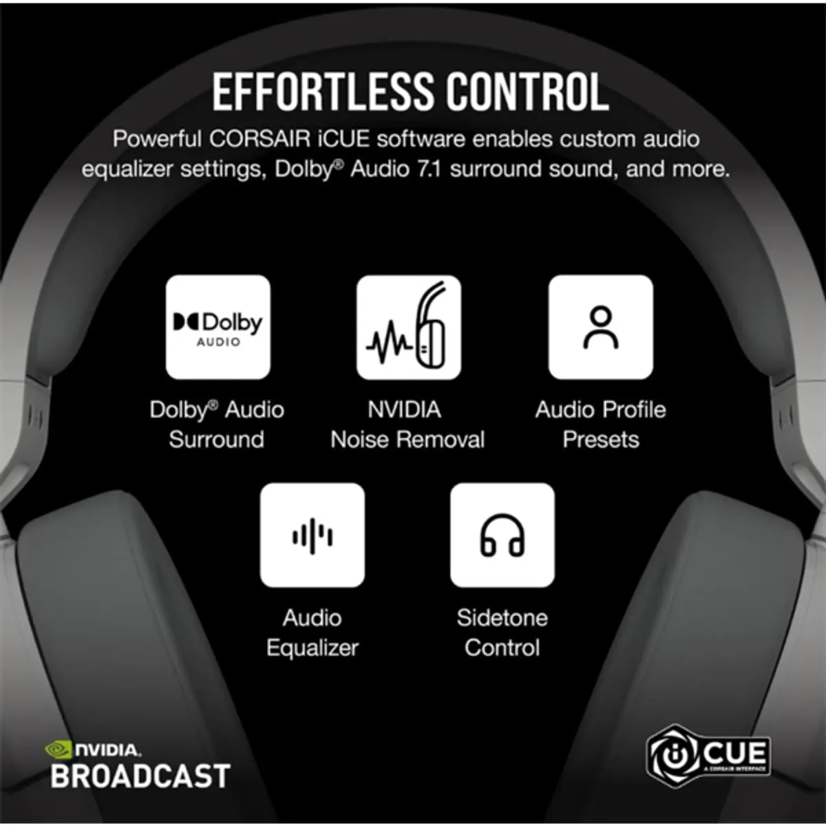 Corsair CA-9011281-EU HS55 Vezeték nélküli játékfejhallgató fehér 2,4 GHz Bluetooth Dolby 7.1 #6