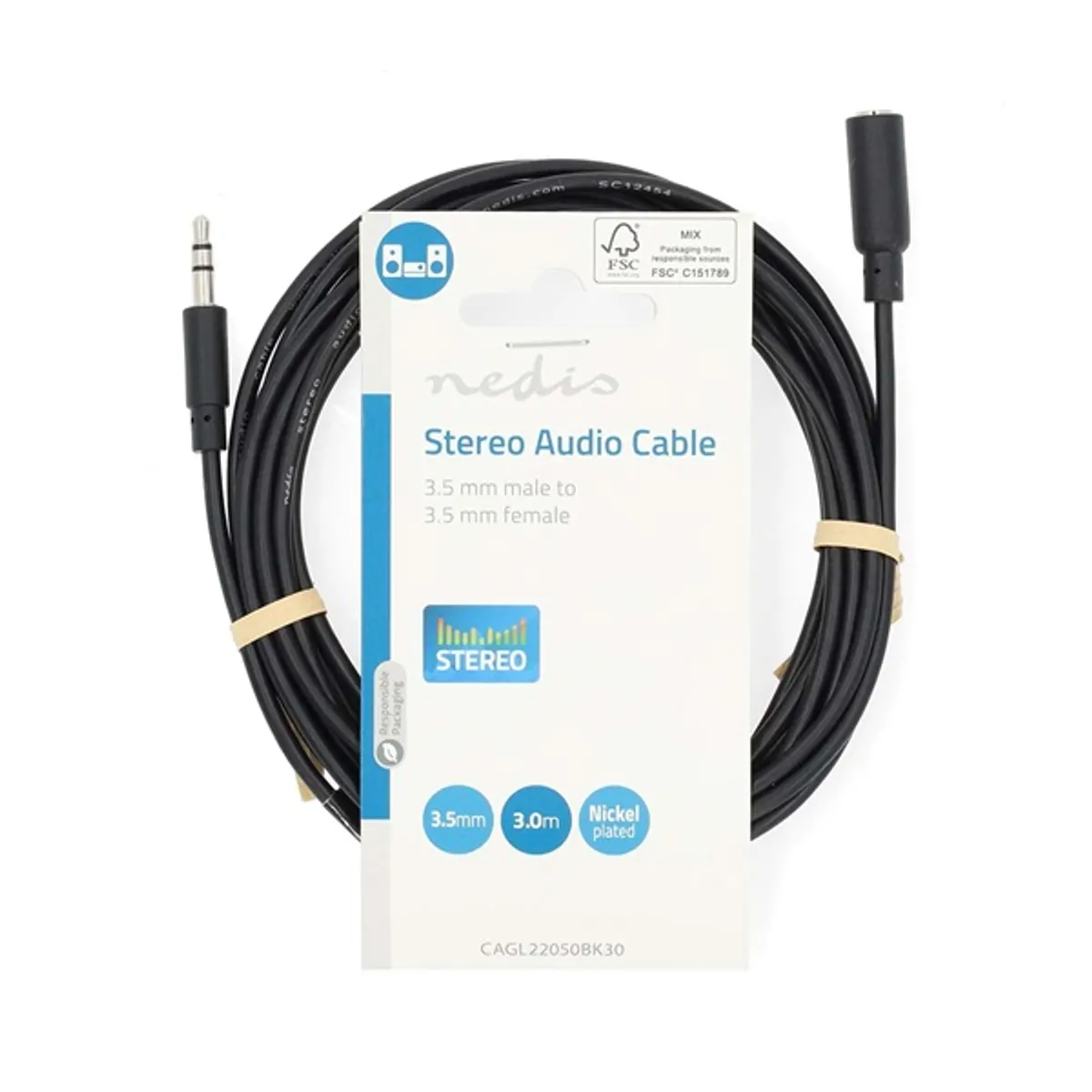 NEDIS CAGL22050BK30 3,5 mm-es sztereó jack hosszabbító kábel 3 m #3