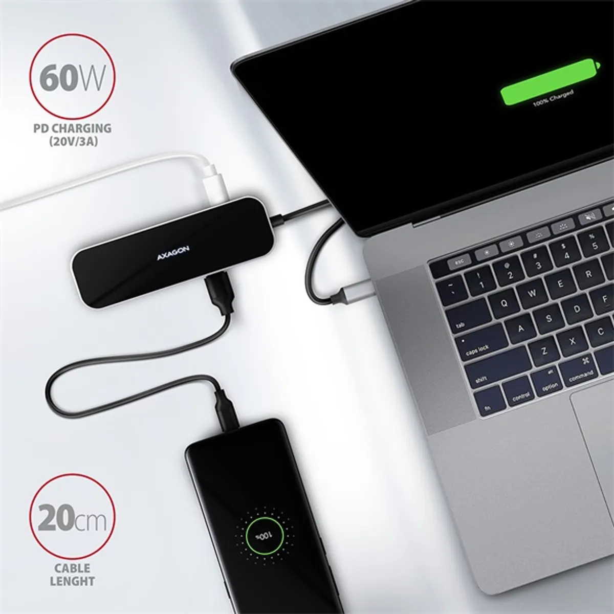 AXAGON HMC-6GL 6 az 1-ben USB-C dokkoló 3x USB 3.2 Gen1 HDMI 4K30 RJ-45 Gigabit PD #5