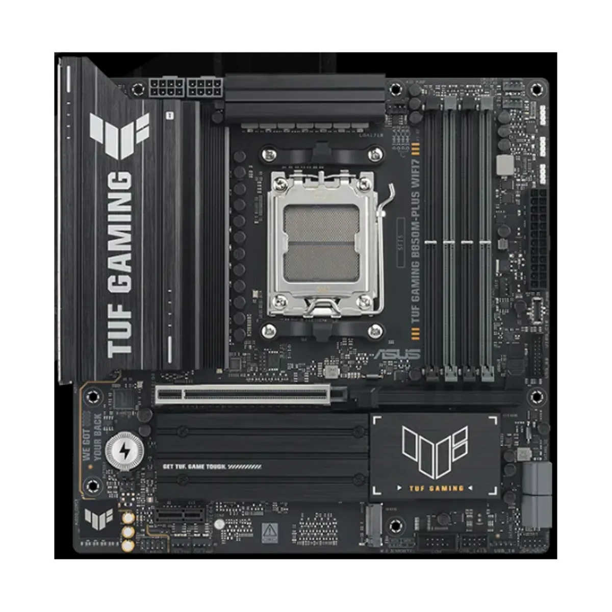 ASUS PCC TUF GAMING B850M-PLUS WIFI7 am5 matx ddr5 4x memóriafoglalat 256gb M.2 foglalat pci-e x16 2,5gbps lan wlan hdmi dp raid #1