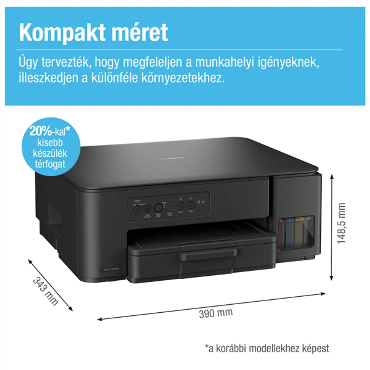 BROTHER DCPT435WYJ1 DCP-T435W színes tintasugaras multifunkciós 3 az 1-ben 6000x1200dpi Wi-Fi USB 2.0 150 lap manuális duplex 128MB #2