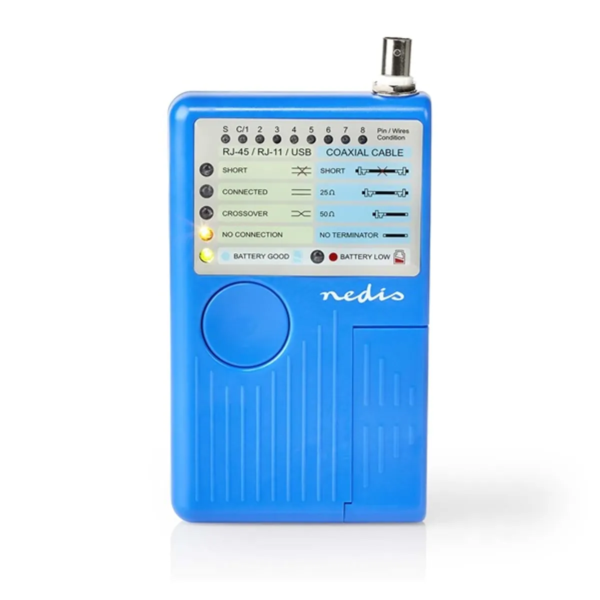 Nedis NWCTM100BU Kábeltesztelő kék 9V elem mellékelve #1