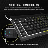Corsair CH-9226765-NA K55 RGB Pro 5 zónás RGB háttérvilágítás IP42 por- és fröccsenésálló Levehető csuklótámasz 6 makrógomb #3