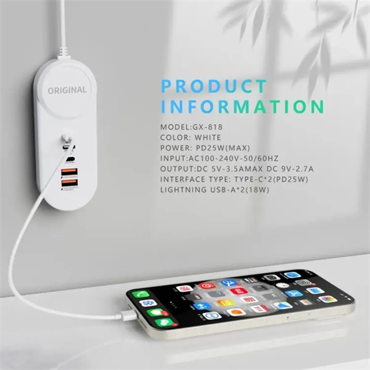 Blackbird BH1425 Univerzális hálózati töltő 5-portos USB PD25W 100-240V EU fehér #1