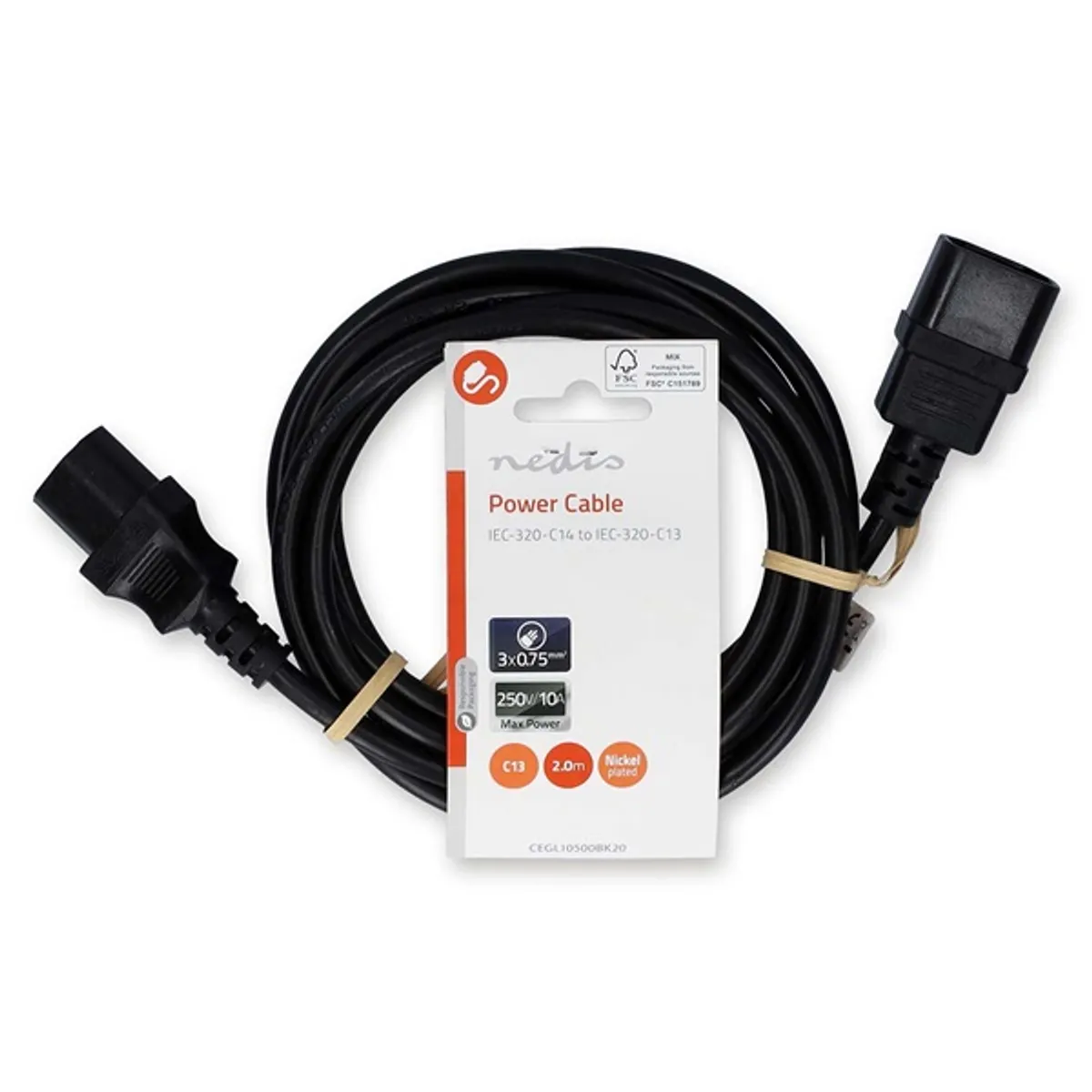NEDIS CEGL10500BK20 tápkábel IEC-320-C14-C13 3 x 0,75 mm 2 m M-F #3