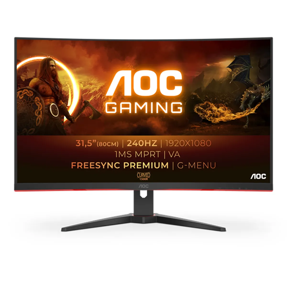 AOC C32G2ZE/BK G2 sorozat monitor 31.5" VA ívelt 1920x1080 1 ms HDMI DP VESA 100x100 #1