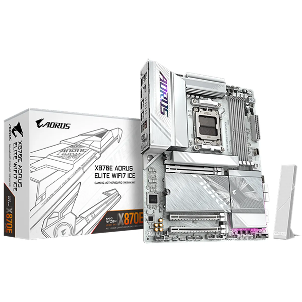 Gigabyte X870E AORUS ELITE WIFI7 ICE AM5 ATX DDR5 5200 4x memória M.2 2.5GbE HDMI DP #1