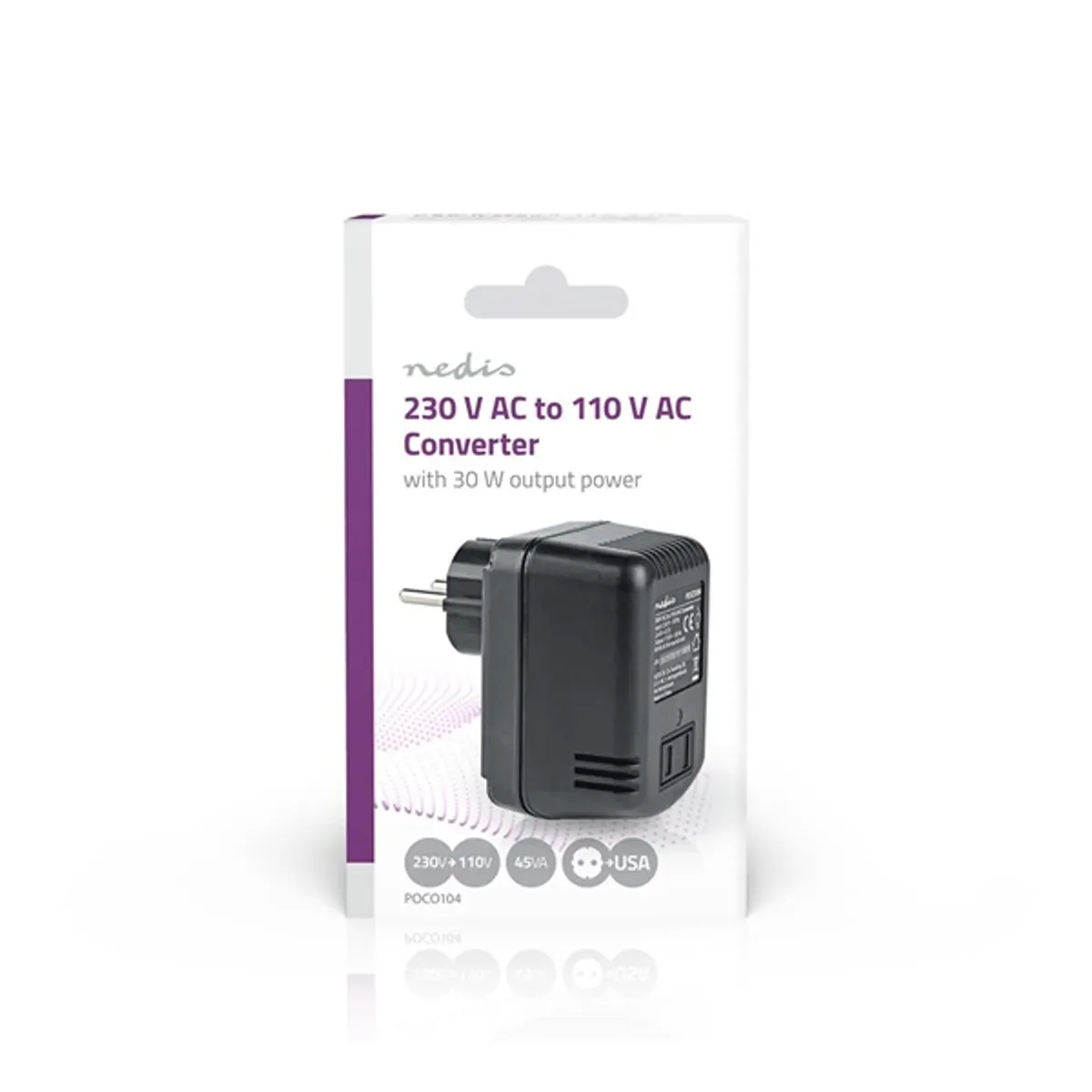 NEDIS POCO104 áramátalakító 230V AC-ról 110V AC-ra, 30W földelés nélküli USA kimenet #3