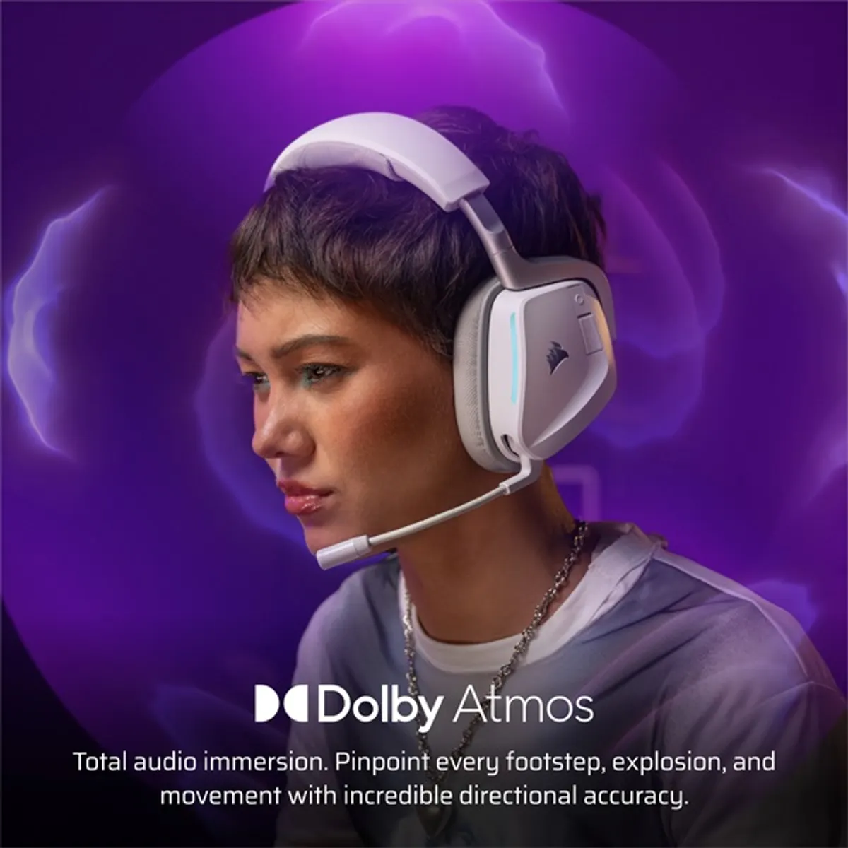 CORSAIR CA-9011380-WW VOID vezeték nélküli v2 fejhallgató, Dolby Atmos, fehér, univerzális, mikrofon #3