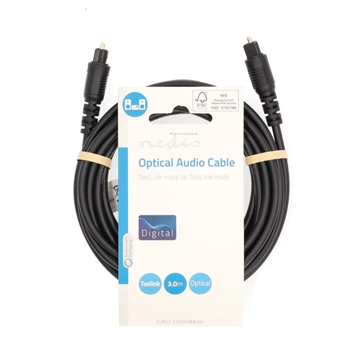 Nedis CAGL25000BK30 optikai audió kábel TosLink dugó 3 m fekete #3