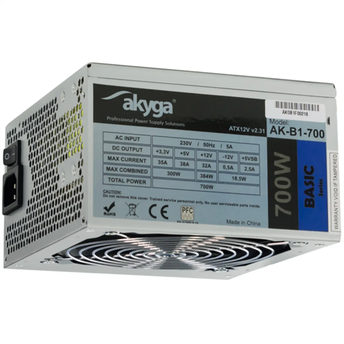 AKYGA AK-B1-700 Basic ATX tápegység 700W 12cm ventilátor 5xSATA 2xPCIe #1