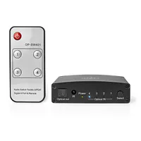 Nedis ASWI2514BK digitális audiokapcsoló fekete 4x Toslink