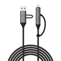 Devia ST121553 4in1 töltő- és adatkábel textil 1,5m fekete PD 60W USB-A USB-C és Lightning #2