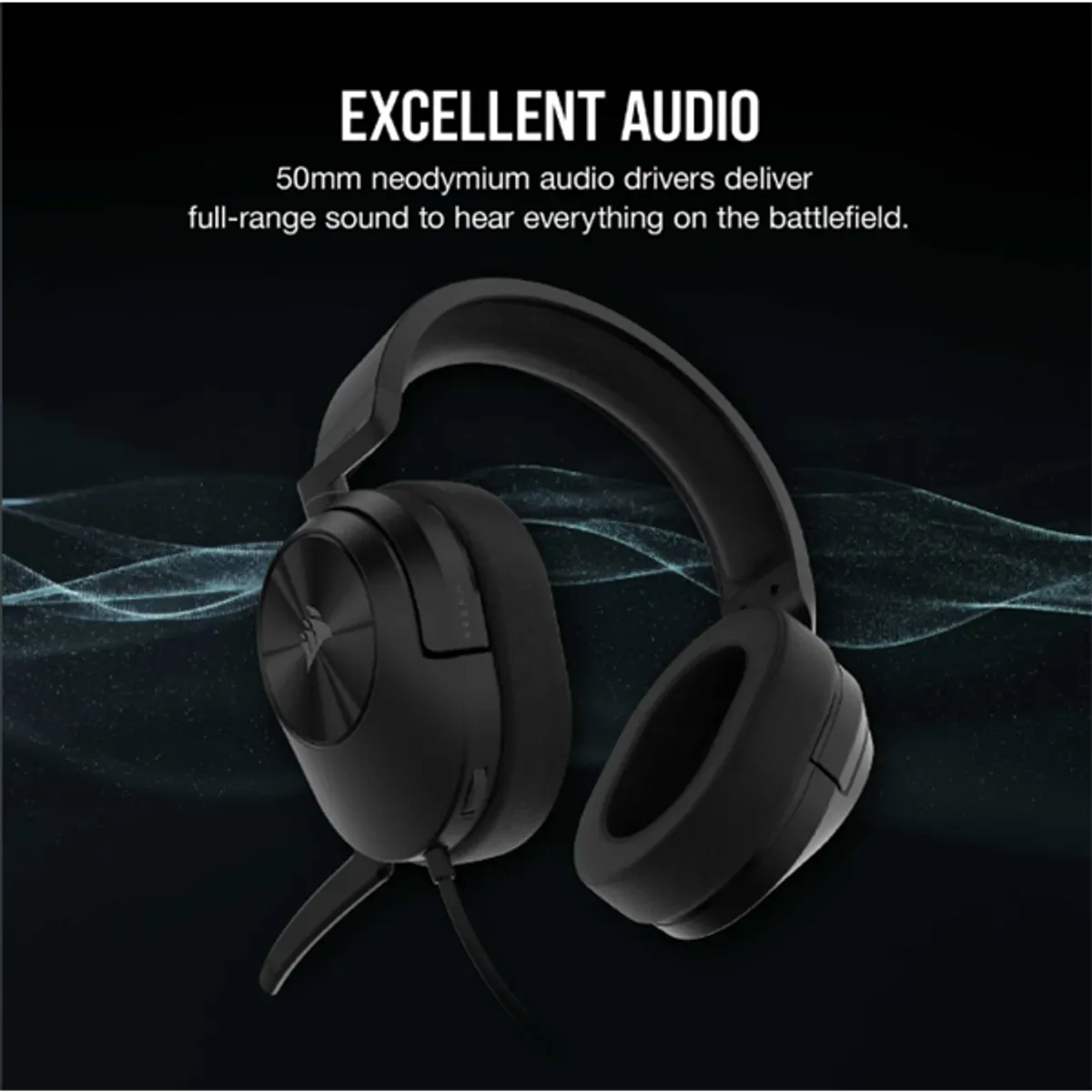CORSAIR CA-9011260-EU HS55 stereo gaming headset 50mm neodímium meghajtók, kábeles, 3.5mm csatlakozás, omnidirekcionális mikrofon #2