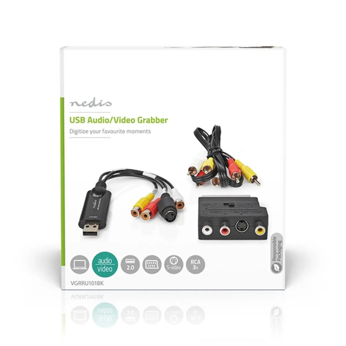 Nedis VGRRU101BK videó grabber scart 3x rca s-video usb 2.0 5 v dc Windows 7-11 480p #3