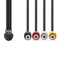 NEDIS CAGL20450BK02 DIN audio kábel 5 tűs DIN dugó, 4x RCA aljzat, árnyékolt, 0,20 m