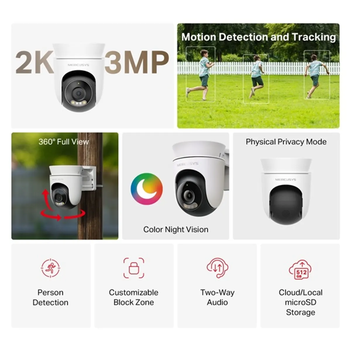 Tp-Link MC510 Kültéri pan-tilt Wi-Fi kamera IP65 2K 2-utas audio microSD 512GB #2
