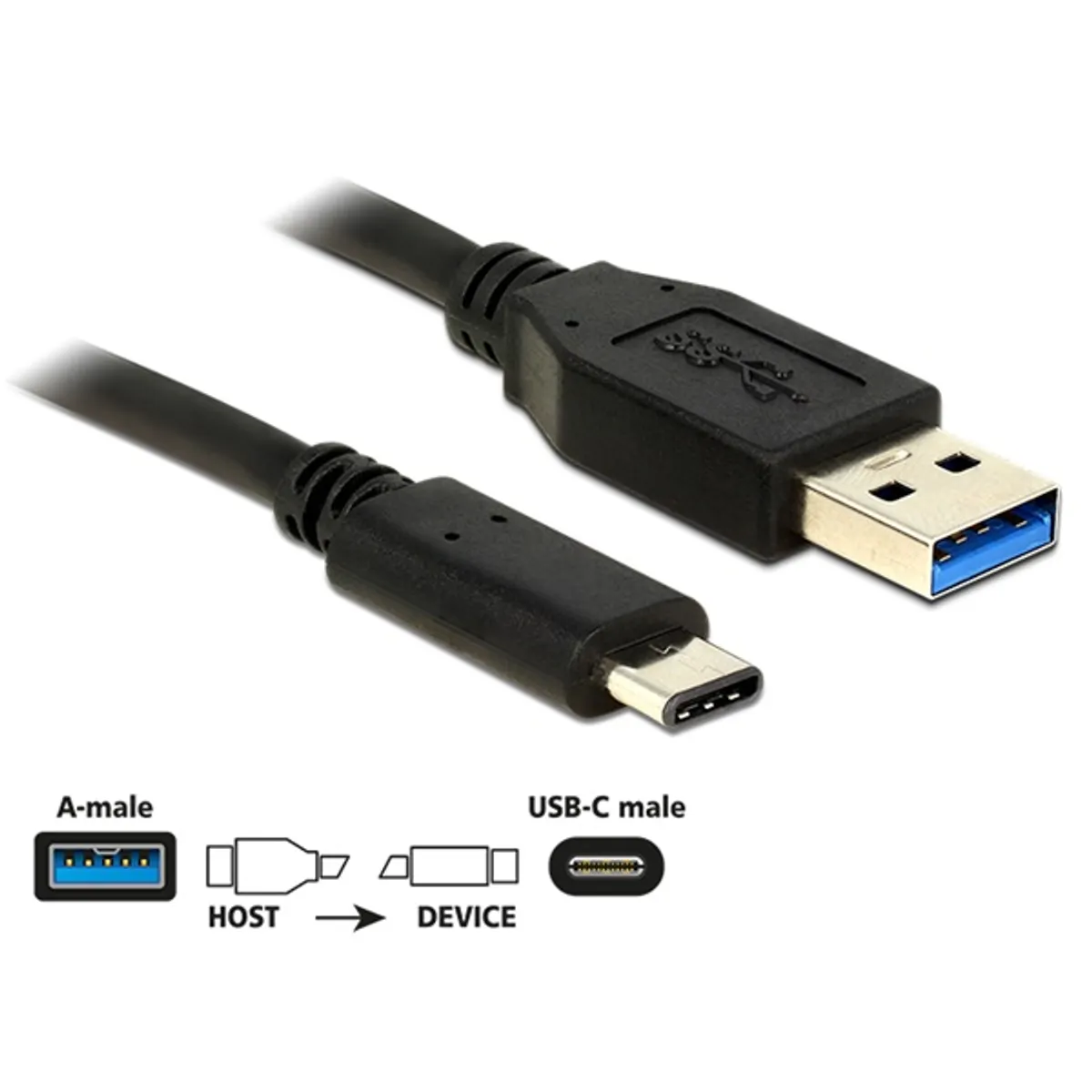 DELOCK 83870 USB A-típusú dugó USB-C dugó kábel 10 Gbps Gen 2 1 m fekete #1