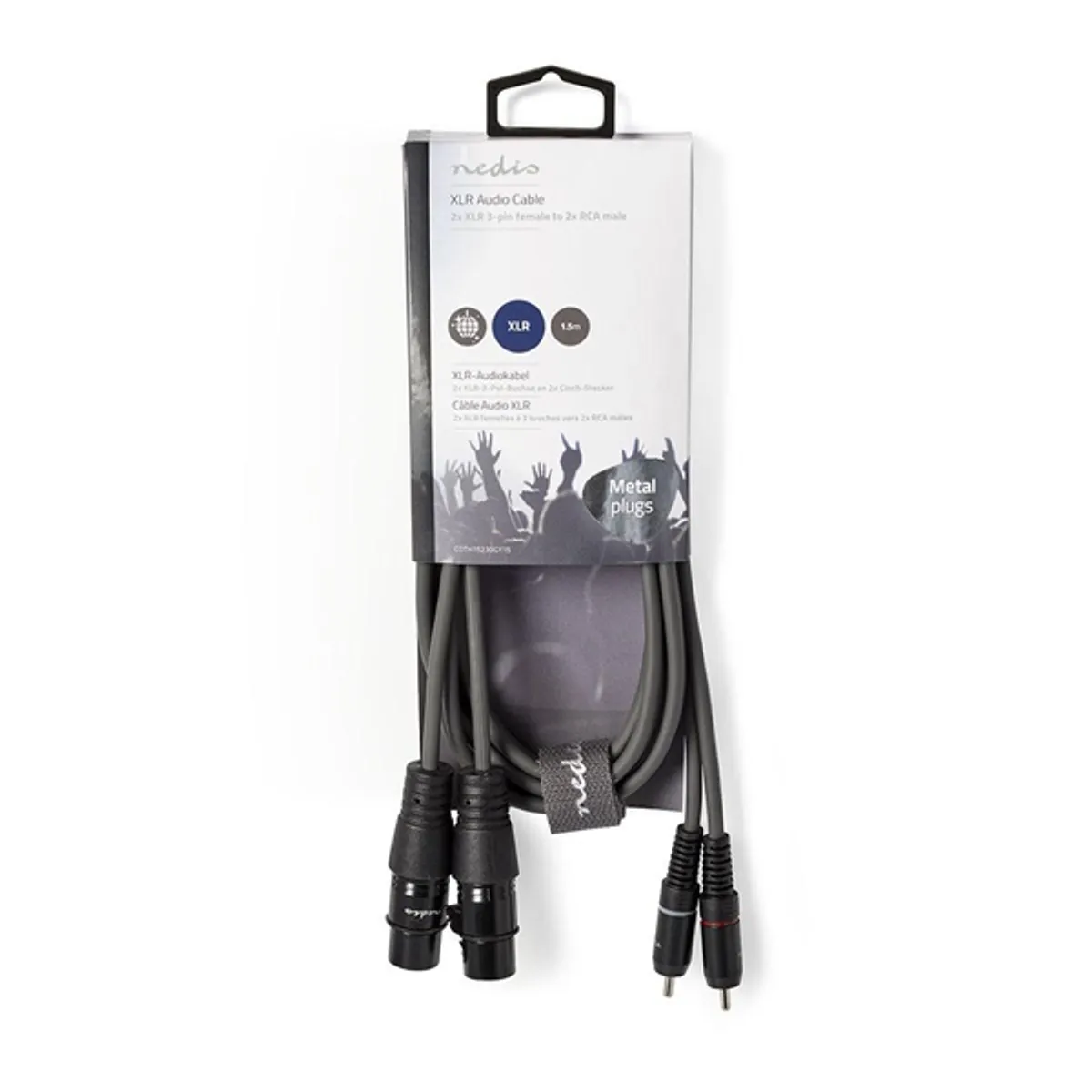 Nedis COTH15230GY15 xlr aljzat 2x - RCA dugó 2x, szimmetrikus audió kábel, 1,5m, sötét szürke #3