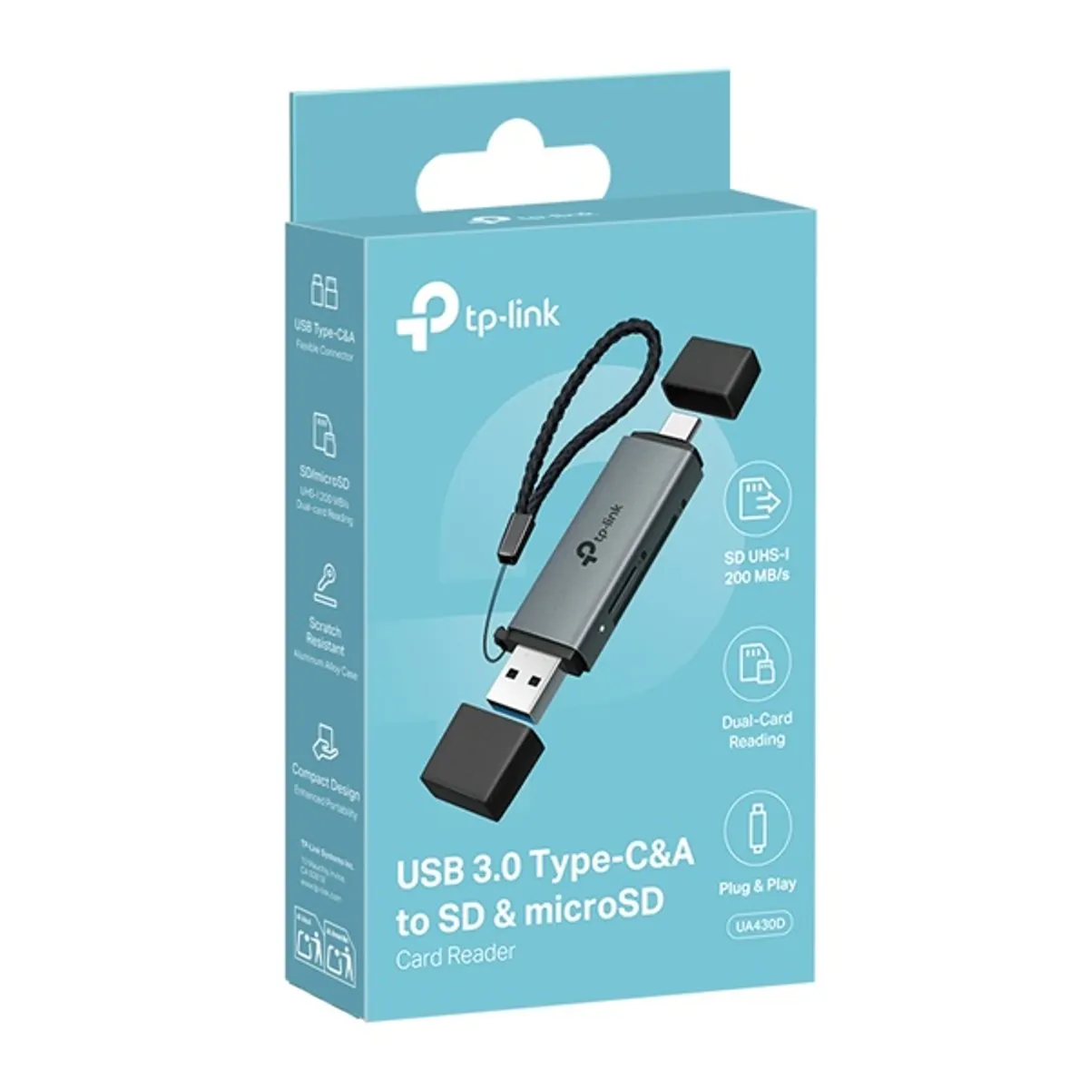 TP-LINK UA430D kártyaolvasó USB 3.1 Type-C Type-A 2 rekesz MicroSD SD 200 MBps #4