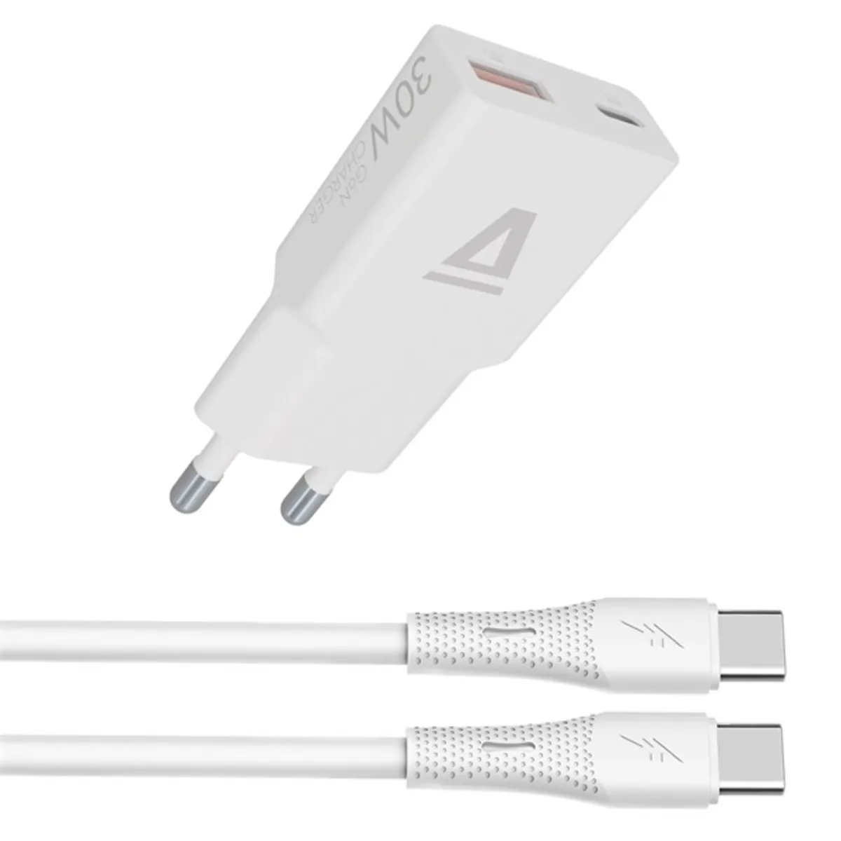 AVAX AVAX_CH6413 GaN töltő 30W és USB-C kábel 60W 1,5 m fehér #1
