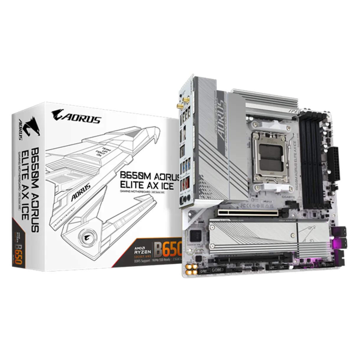 GIGABYTE B650M AORUS ELITE AX ICE AORUS Elite AX Ice AM5 DDR5 Wi‑Fi 6E 2.5GbE M.2 PCIe 5.0 #1