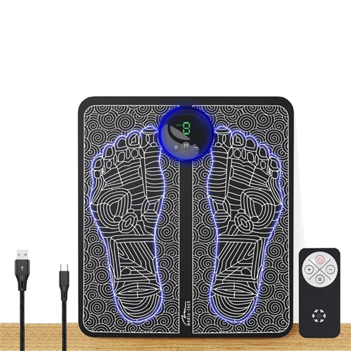 Media-Tech MT6527 impulzusos lábmasszázs szőnyeg 8 masszázsmód 19 fokozat led kijelző távirányító 28x31 cm #1