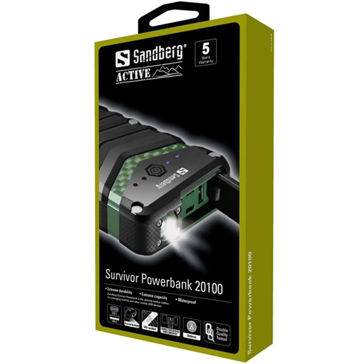 SANDBERG 420-36 Survivor powerbank 20100mAh IP67 2x USB A USB-C 5V-3A LED 1W #2