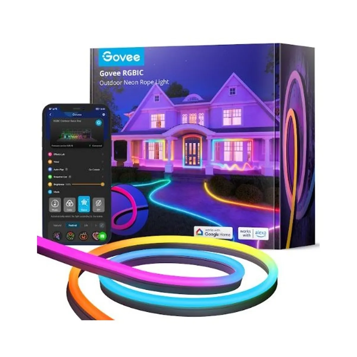 Govee GOVH61A8 RGBIC Neon Rope kültéri 10m IP65 WiFi Bluetooth Music Sync 1130 lm 72 W #1