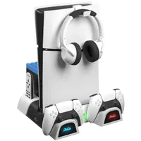 FROGGIEX FX-P5-C4-W PS5 ventilátoros állvány headset-tartó töltő 3 ventilátor-mód LED töltöttségjelzők tárhely 10 játék