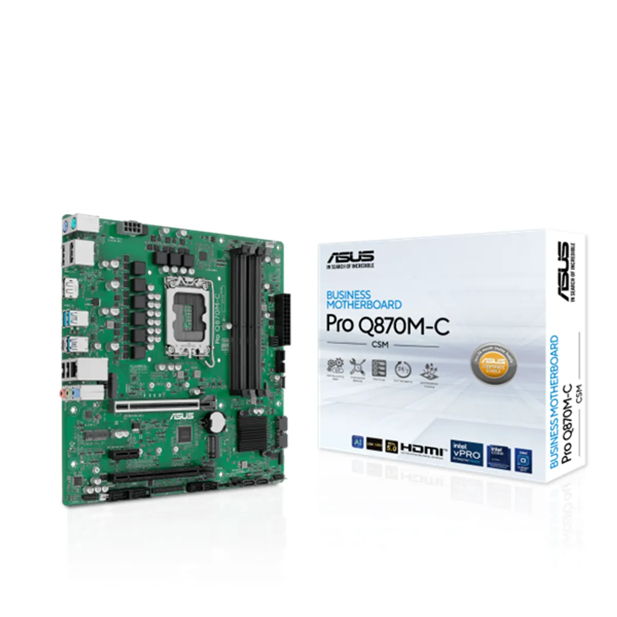 ASUS PCC PRO Q870M-C-CSM ATX S1700 DDR5 256GB 4 memóriafoglalat M.2 RAID HDMI DisplayPort 1x PCIe LAN 2x Gigabit 7x USB 3.1 8x USB 2.0 7.1 HD audió #1