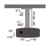 SBOX PM-18S mennyezeti projektor tartó max terhelhetőség 13,5 kg dönthető -15 fok, +15 fok forgatható 360 fok magasság 380-580 54-320 fehér #3