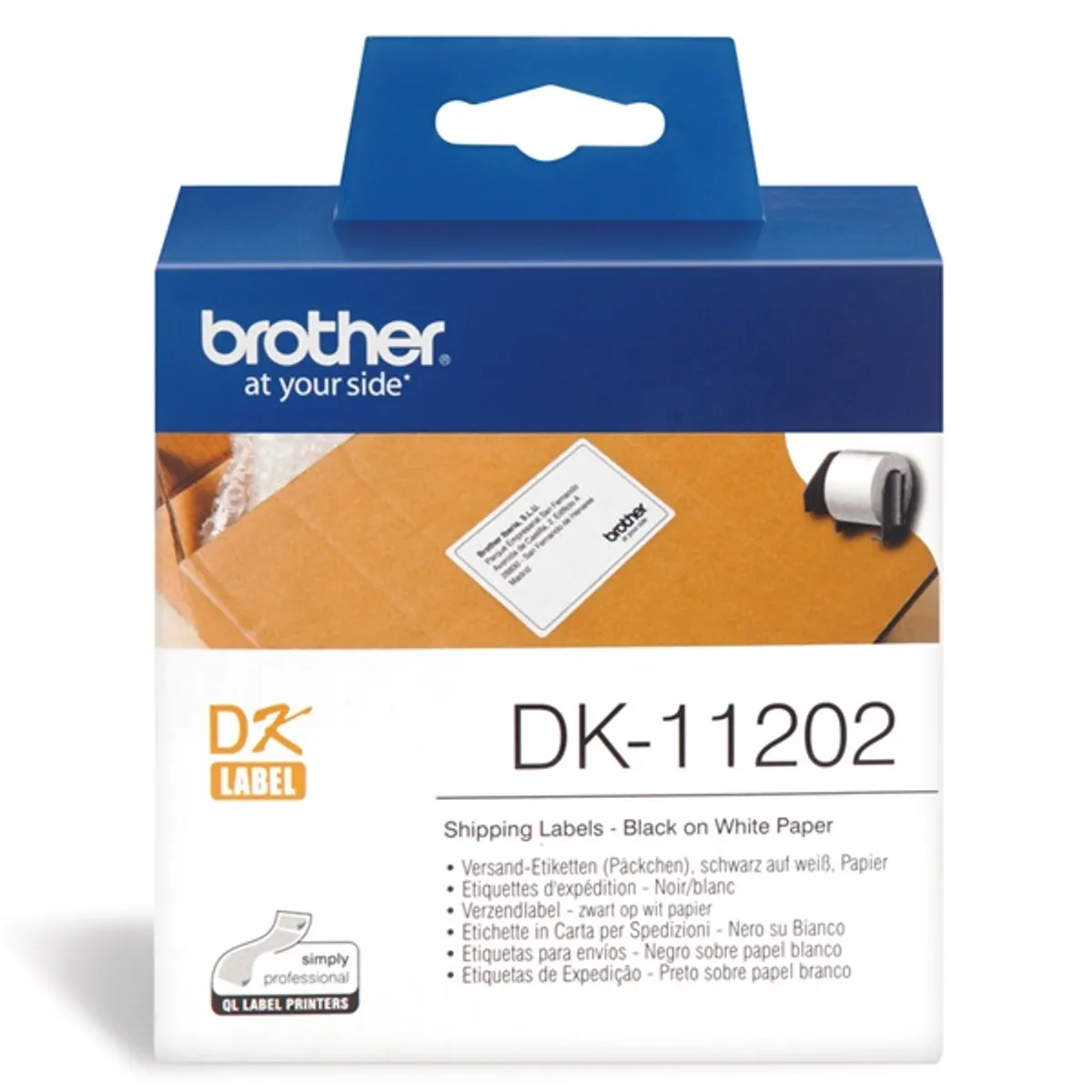 Brother DK11202 DK-11202 62x100 mm fehér alapon fekete címke, 300 db tekercsen, kompatibilis Brother QL sorozattal #1