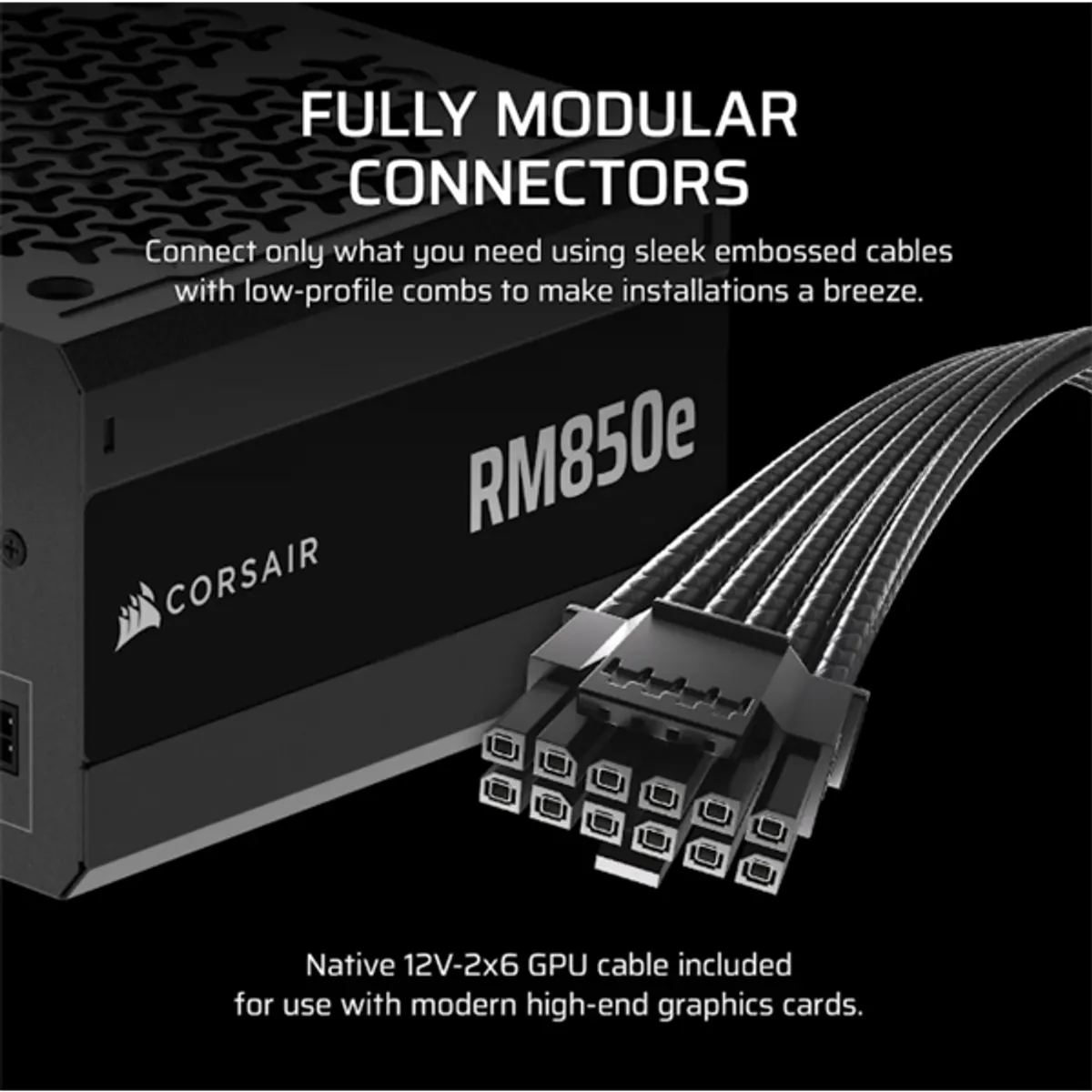 Corsair CP-9020296-EU RM850e 850W ATX 3.1 PCIe 5.1 Cybenetics Gold teljesen moduláris Zero RPM mód #3