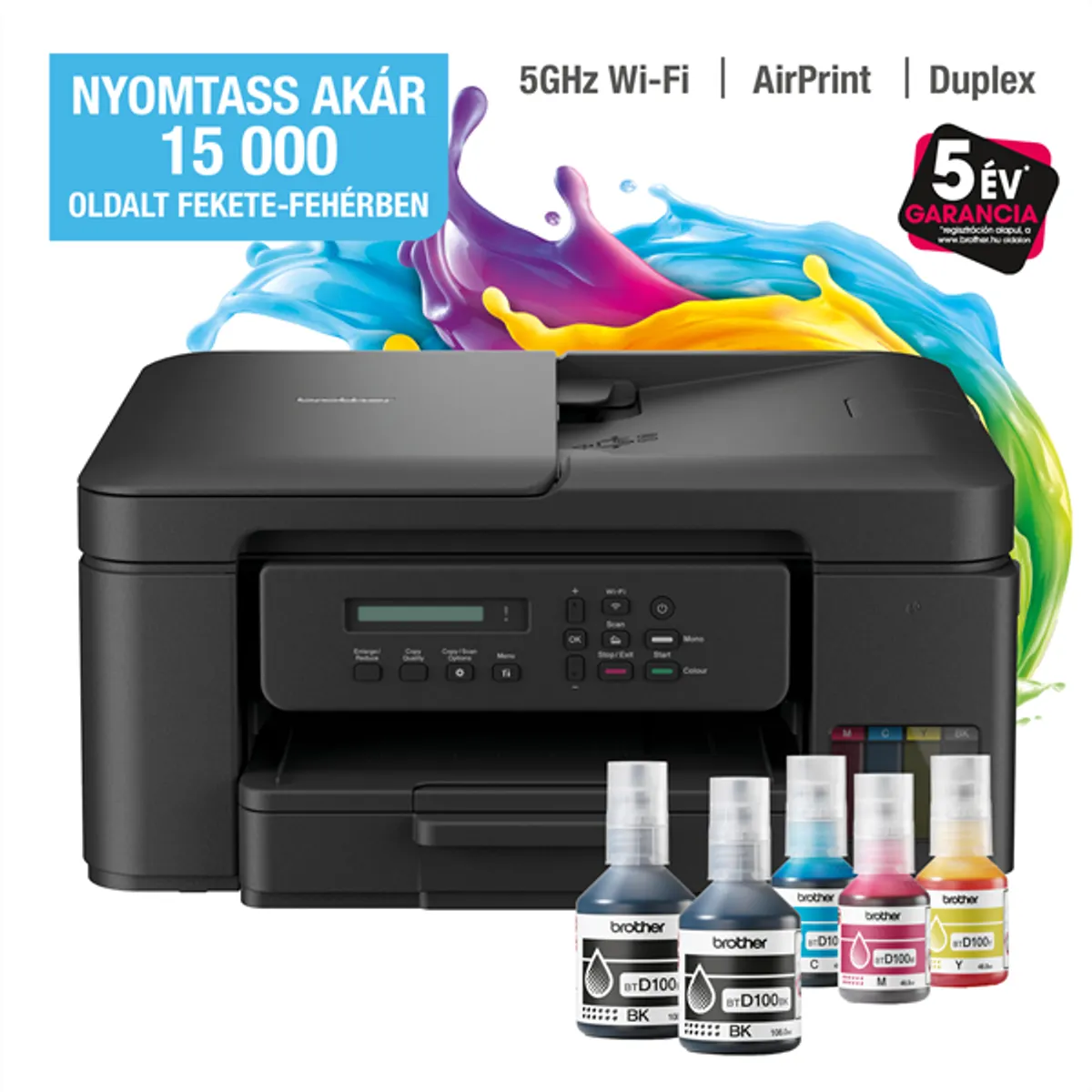 Brother DCPT730DWYJ1 DCP-T730DW színes tintasugaras 3-in-1 Wi-Fi USB kétoldalas A4 #1