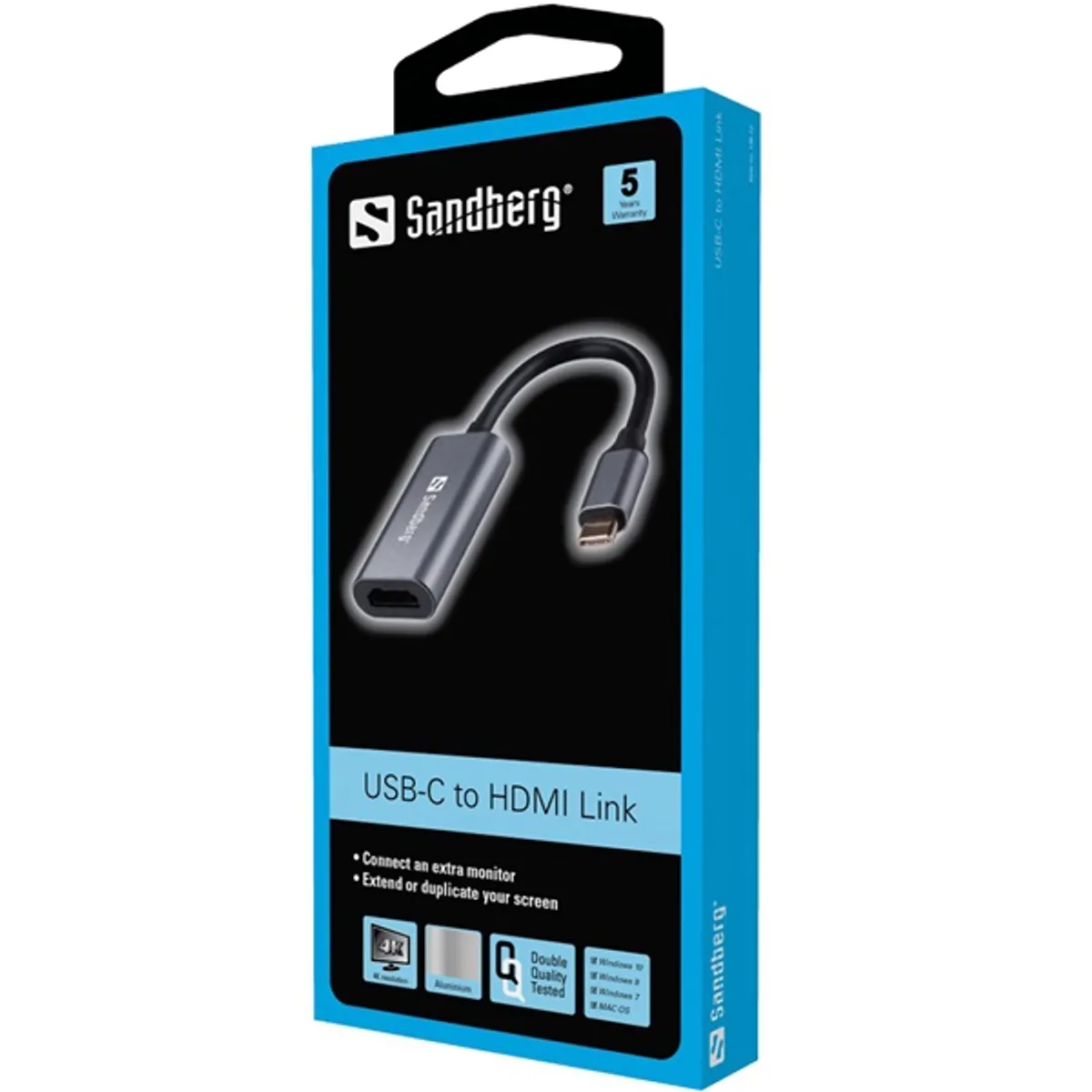 SANDBERG 136-12 usb-c to hdmi átalakító alumínium ház 4k60hz hdmi kimenet usb táplált #2