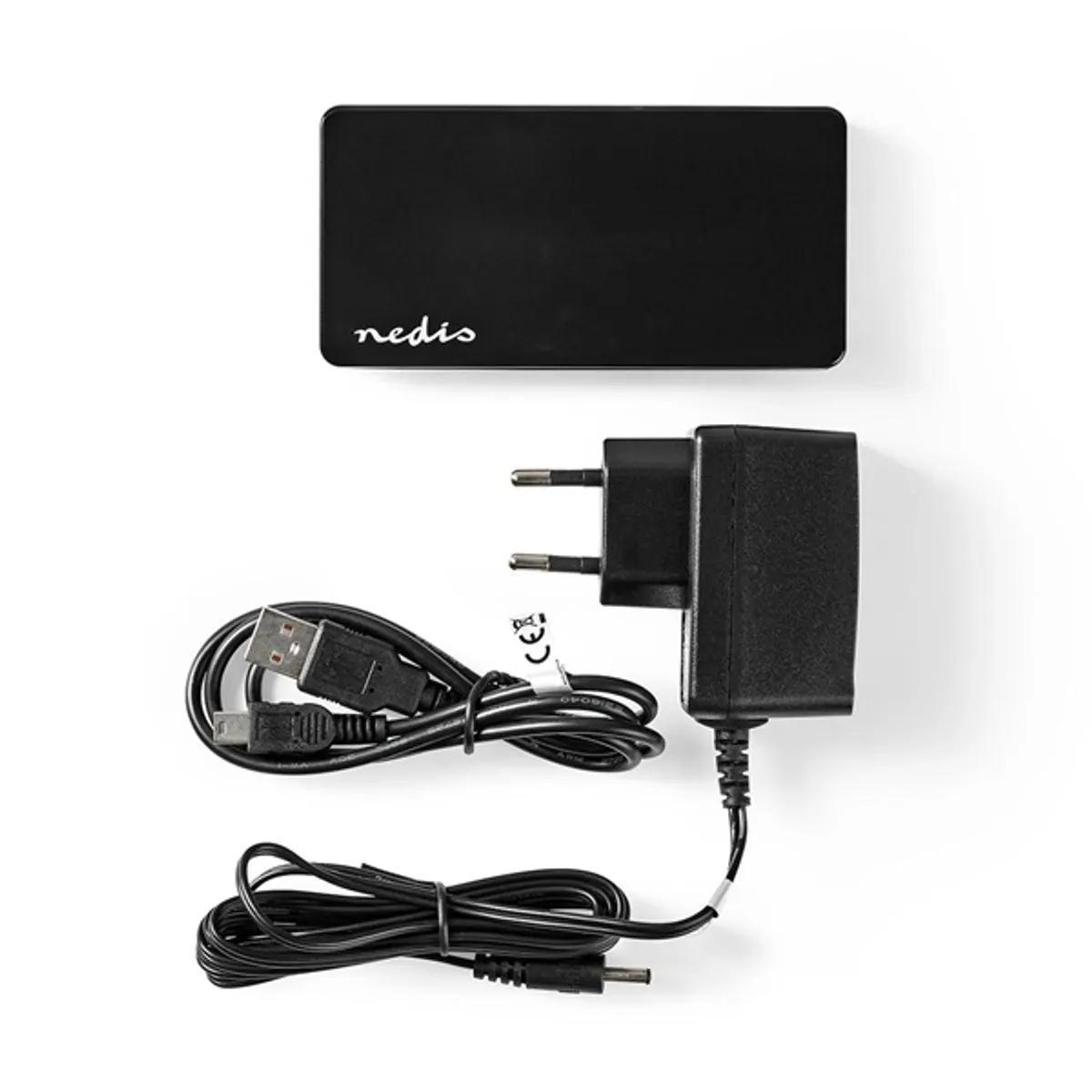 NEDIS UHUBU2730BK 7 portos USB hub USB 2.0 külső tápellátás #1