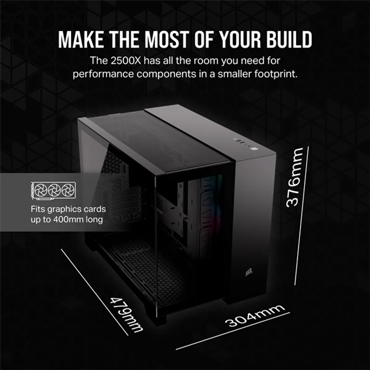CORSAIR CC-9011267-WW 2500X iCUE link micro-atx duálkamrás edzett üveg fekete táp nélküli #6
