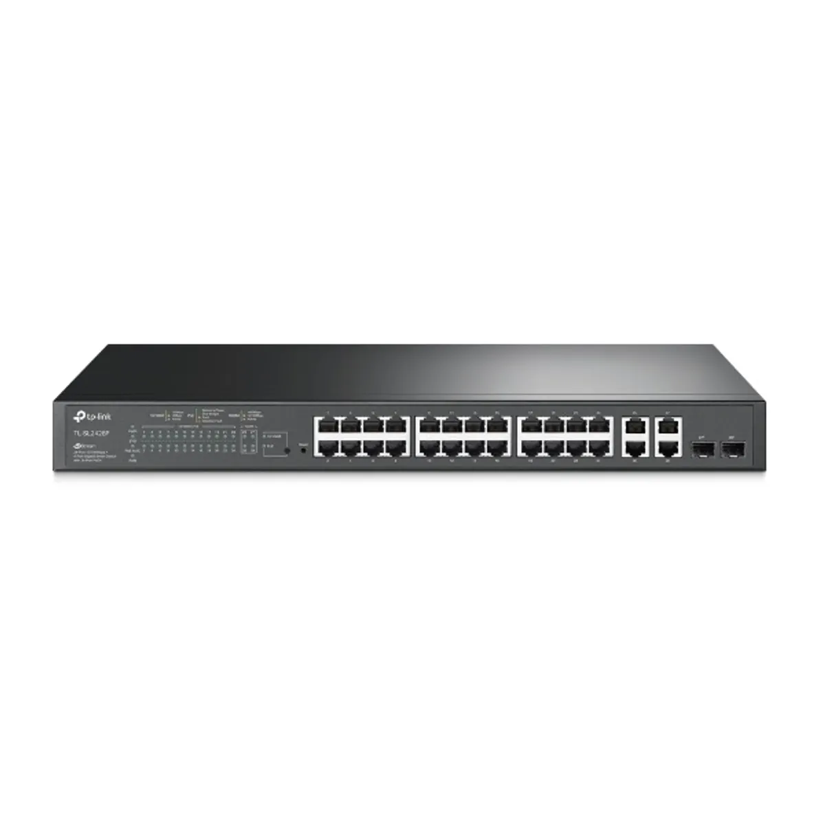 TP-LINK SL2428P TL-SL2428P 28-portos PoE switch teljesen menedzselt Layer 2 24 PoE-port, 2x kombinált Gigabit RJ45 SFP uplink, rack-mount, 250 W #1